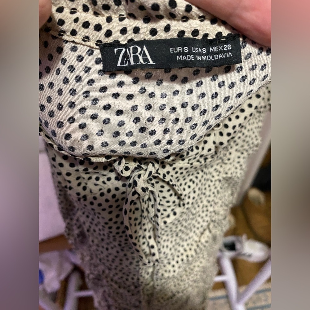 Zara Black and White Ruched Mini Dress - Picture 2 of 5
